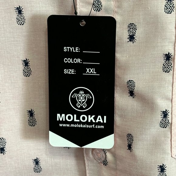 Molokai Surf Co. NWT men’s size XXL pink pineapple print button front shirt - Picture 5 of 11